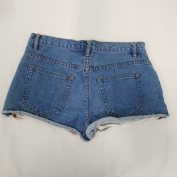 Forever 21 American Flag Jean Shorts Women Size 27 - Picture 3 of 4